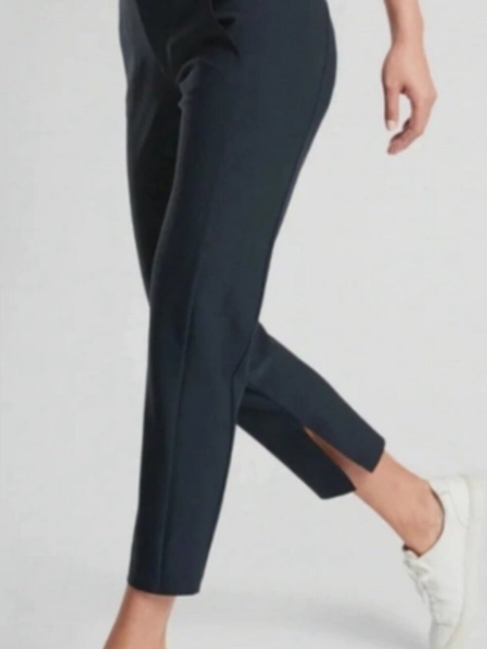 ATHLETA Women’s Stretch Navy Blue STELLAR Cropped TROUSER w/ Slit - Size 6P